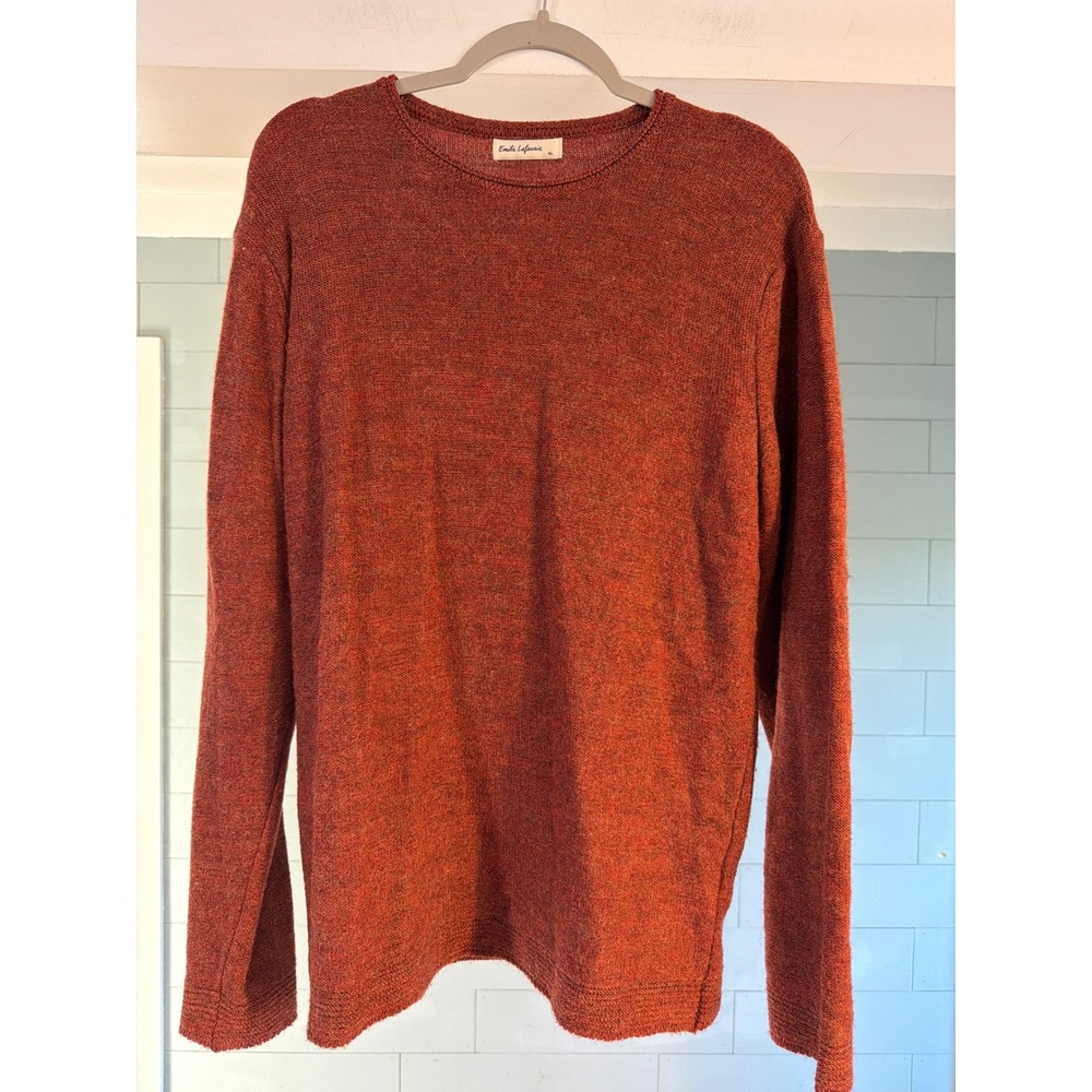 Emile Lafaurie Italy Alpaca Merino Wool Blend Sweater Rust Orange XL Women